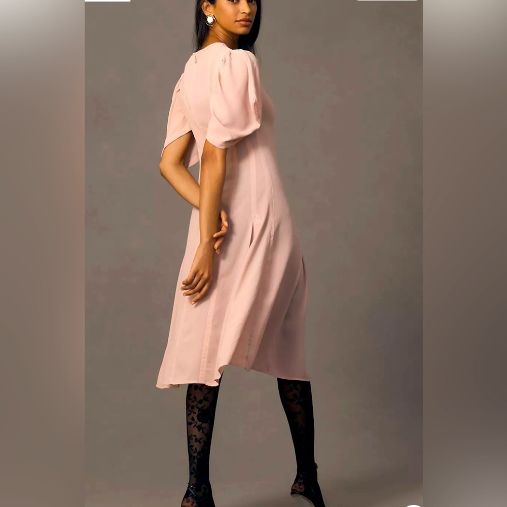 Anthropology, modern sheer midi dress. Violet color. - Picture 5 of 10